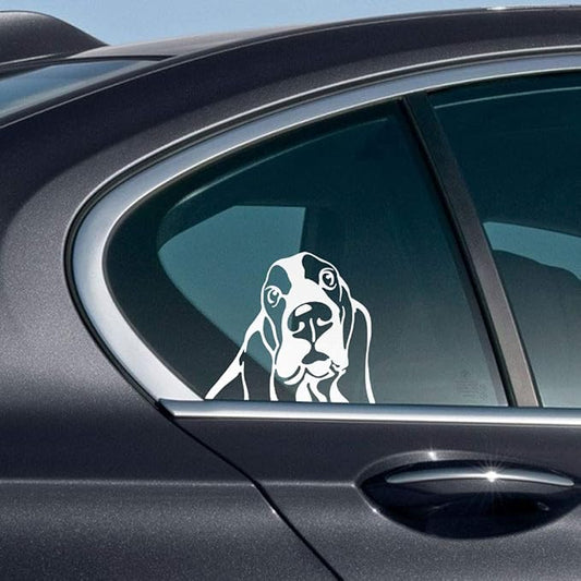 WIRESTER 6 inch Clear Vinyl Decal Sticker Decoration for Car Window (Or Any Flat Surface) - Basset Hound Dog