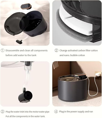 Pet Water Dispenser for Small Dogs and Cats with Free Filter 24/7 Filtration System 3 Liter Capacity with Ultra Silent Pump Modern Indoor Design BPA Free Easy to Clean