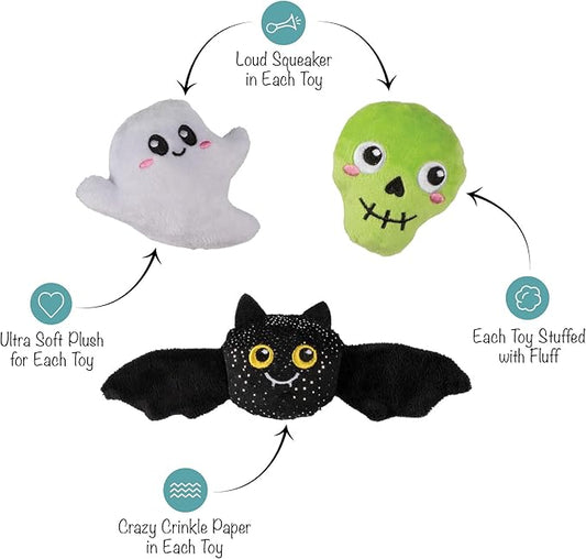 Fringe Studio Pet Toy, Boo YAH! Plush Dog Toy 3 PCS Set, PetShop Collection (662191)