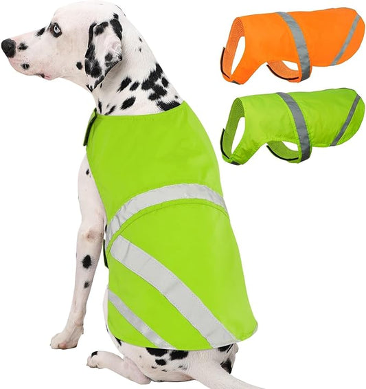 Kuoser Reflective Dog Vest, High Visibility Safety Vest for Medium to Large Dogs, Lightweight Pet Reflective Vests for Hunting Outdoor Activities Walking at Night, Fluorescent Green 2XL