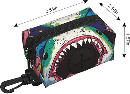 Dog Poop Bag Holder for Leashes - Lightweight Pet Waste Bags Dispenser Doggy Zippered Pouch for Puppy Walking Accessories(Shark Mouth)