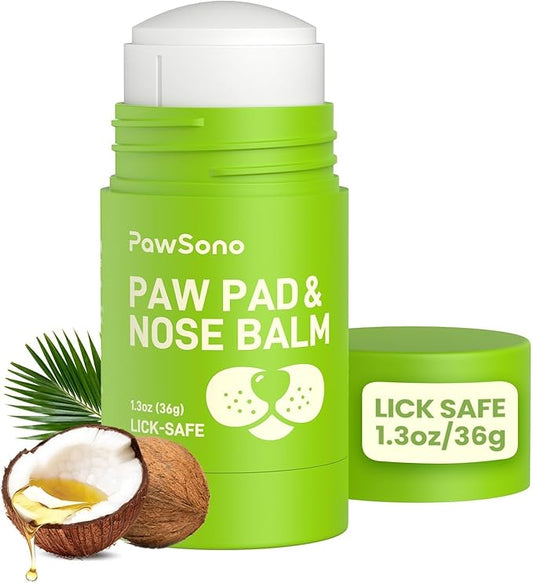 Lick-Safe Dog Paw & Nose Balm with Coconut Oil | All-Natural Moisturizer & Soother for Dry, Cracked Pads & Snout | Heat & Cold Pavement Protection Wax | Horse Hoof, Joint Care, 2.6 oz (75g)