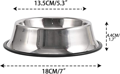 2Packs Stainless Steel Dog Bowl with Anti-Skid Rubber Base for Small/Medium/Large Pet, Perfect Dish, Pets Feeder and Water Choice Puppy Cat Kitten (8oz)