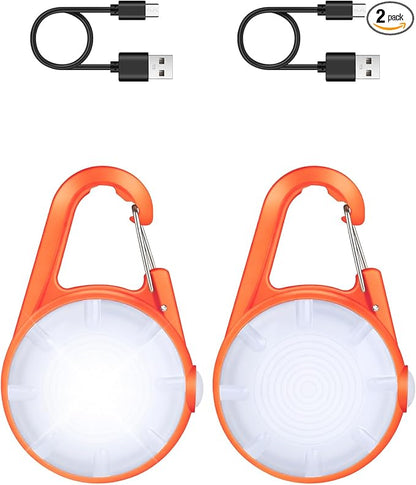 Dog Collar Light, 4 Modes Dog Lights for Night Walking, Rechargeable LED Pet Collar Light for Nighttime Clip on, IP68 Waterproof Pet Walking Accessories-2 Pack (Orange)