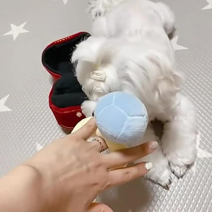 Squeaky Stuffed Engagement Ring Shape Dog Chew Toy Soft Cleaning Massage Supplies Pet Plush Ring Molar Pet Supplies