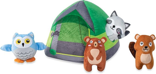Fringe Studio Hide & Seek Burrow Plush Dog Toy Set, Happy Campers(289216), Multicolored