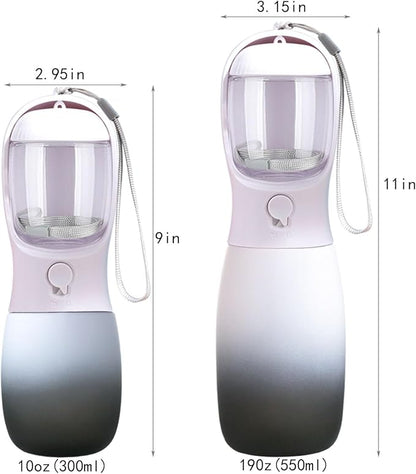 Dog Water Bottle,2 in 1 Portable Pet Water Bottle with Food Container,Lightweigh,Portable Water Dispenser,Outdoor for Cat,Puppy,Pets for Walking,Hiking,Travel (Black&White, 10Oz)