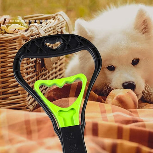 tegongse Spring Long Handle Pet Poop Scooper, Portable Dog Poop Scoop Waste Picker Cleaner, Handheld Scooper with 1 Roll Decomposable Bags