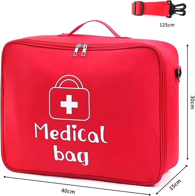 Red First Aid Bag Empty 1st Aid Bag Medical Travel Case Emergency Storage Compact Medicine Bags for Car Office Kitchen Sport Outdoors Camping Hiking Pet (Red L)