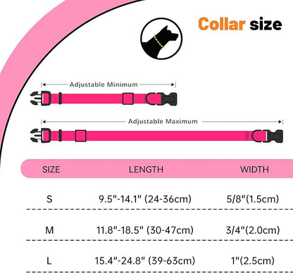 Waterproof Dog Collar, Easy to Clean Rubber Dog Collars with Quick Release Buckle Fits Small Medium or Large Dogs (Pink, L < 15.4-24.8 inch)