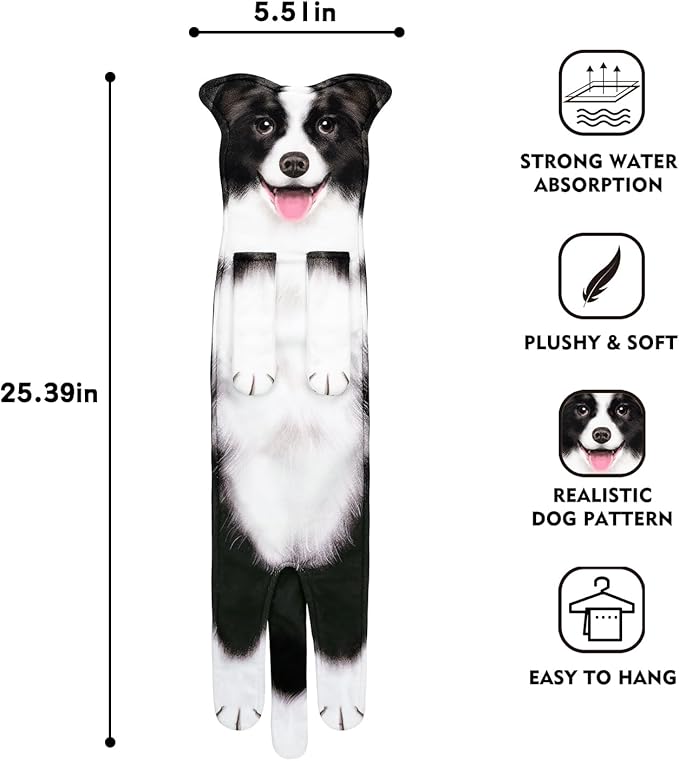 AGRIMONY Border Collie Dog Funny Hand Towels for Kitchen Bathroom-Dog Mom Dad Gifts for Women Men Teens Kids-Easter Mothers Fathers Days Valentines Housewarming Birthday Gifts for Animals Lovers