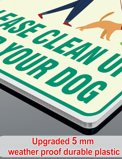 Clean Up After Your Dog Signs, 2 Pack 12.6" x 9.5" with Metal Stake, No Pooping Dog Signs with UV Protected & Waterproof, Double Sided Pick Up After Your Sign for Yard