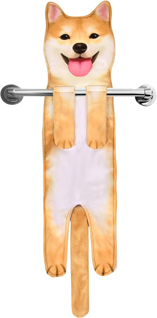 AGRIMONY Funny Shiba Inu Dog Hand Towels for Kitchen Bathroom - Dog Mom Dad Gifts for Women Men Teens Kids-Easter Mothers Fathers Days Valentines Housewarming Birthday Gifts for Animal Lovers