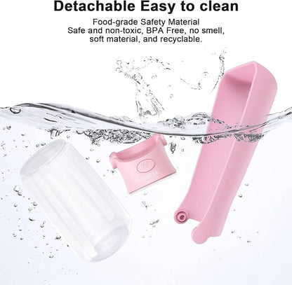 Portable Dog Water Bottle for Walking 19 OZ or 12 OZ Portable Pet Water Bottles for Puppy Small Medium Large Dogs Water Dispenser Pet Water Bowl Dog Accessories(19OZ Pink)