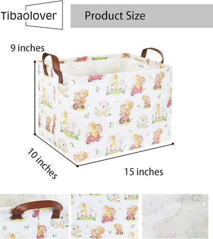 Kids Baby Storage Basket for Boy and Girls - Gift Basket Empty Book Shelf - Rectangular Animal Room Decor for Bedroom Bathroom
