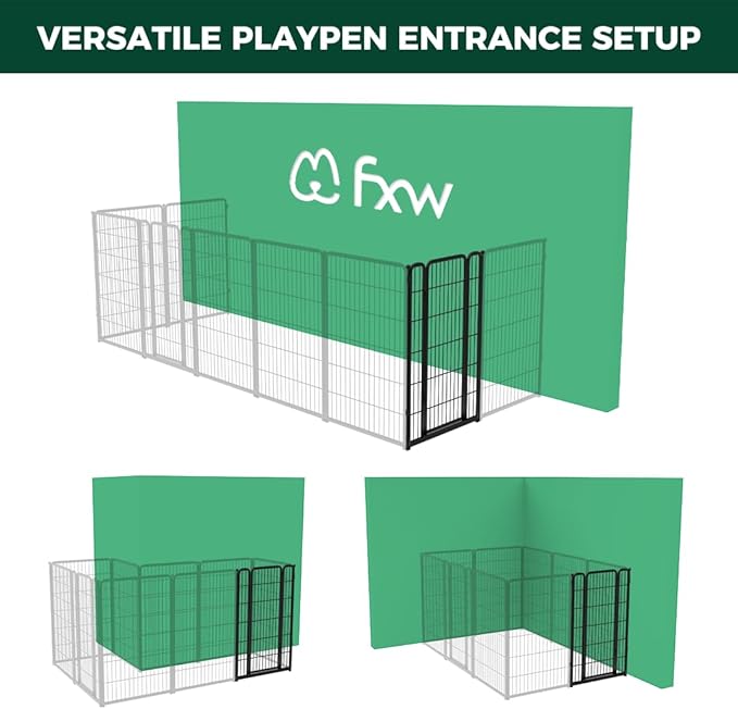 FXW Homeplus Unleashed Dog Playpen Designed for Indoor Use, 1 Add-on Gate, 45" Height for Large Dogs, Black │Patented