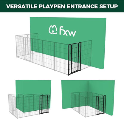 FXW Homeplus Unleashed Dog Playpen Designed for Indoor Use, 1 Add-on Gate, 45" Height for Large Dogs, Black │Patented