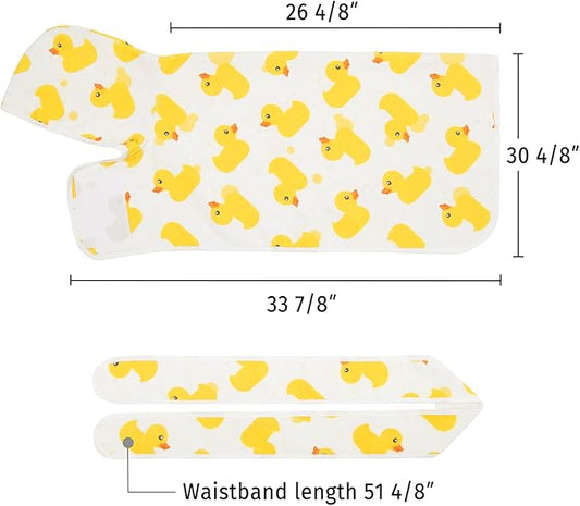 HDE Dog Bathrobe Super Absorbent Quick Drying Puppy Towel Wrap Coat Adjustable After Bath Robes with Hood for Dog Sizes S-XXL White Rubber Ducks XL