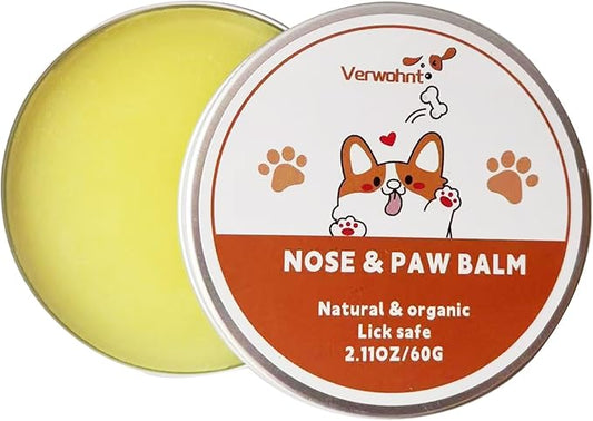 Paw Balm Dogs Lick Safe Dog Nose Balm for Dry Nose, Dog Paw Protector and Healing for Dry, Cracked Feet and Nose, All-Natural Cat Paw Balm Care for Pet's Paws and Nose from Snow, Salt, Sand, Ice 2 oz