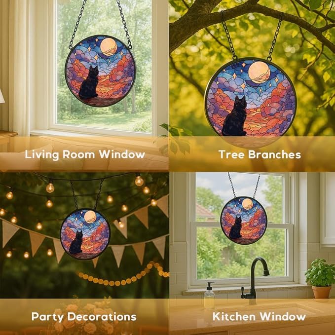 Stained Glass Window Hanging， Butterfly 7.8in Sun Catchers Indoor Window， Core Decor Inside and Outside The Cottage， Gifts for Women， Handcrafted Butterfly Stained Glass Art Decor