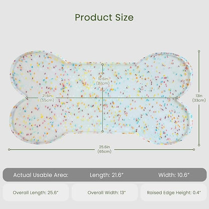 Dog Food Mat Anti-Slip Silicone Dog Bowl Mat Thicker Pet Placemat Waterproof Cat Feeder Pad with Raised Edge Puppy Kitten Feeding Mats Suitable Small Medium-Sized Dogs Cats Eating Tray