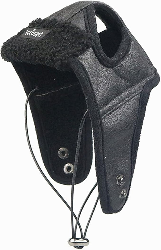 Leconpet Dog Aviator Hat, Dog Winter Pilot Hat with Ear Flaps for Cold Weather (XL, Black)