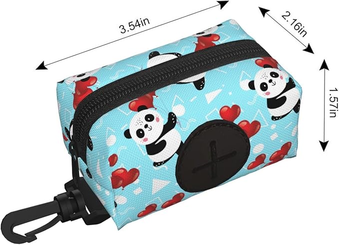 Dog Poop Bag Holder for Leashes - Lightweight Pet Waste Bags Dispenser Doggy Zippered Pouch for Puppy Walking Accessories(Panda)