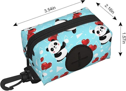 Dog Poop Bag Holder for Leashes - Lightweight Pet Waste Bags Dispenser Doggy Zippered Pouch for Puppy Walking Accessories(Panda)