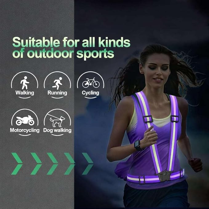2 Packs Reflective Vest Running Gear, High Visibility Reflective Running Gear Adjustable Elastic Safety Vest for Night Jogging, Biking, Walking or Dog Walking, Running Vest for Men Women Children