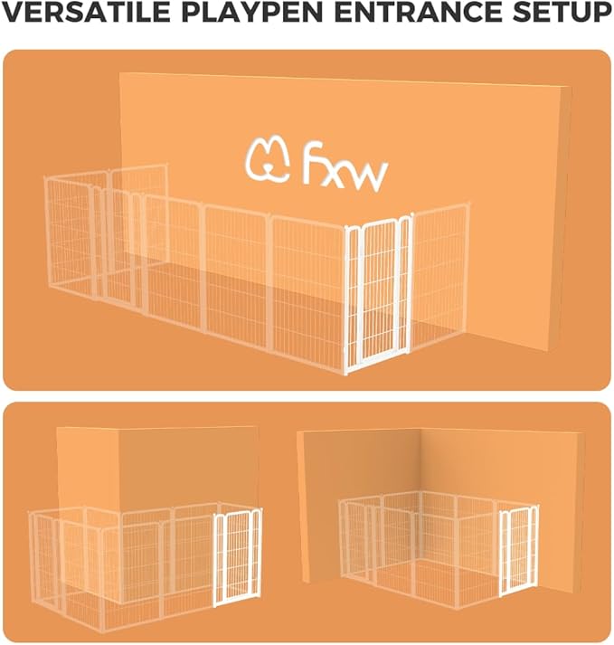 FXW Homeplus Unleashed Dog Playpen Designed for Indoor Use, 1 Add-on Gate, 40" Height for Medium and Large Dogs, White│Patented