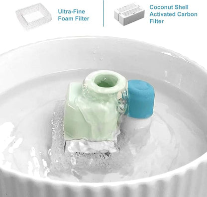 Replacement Carbon Filters for Cepheus 360 Oasisic Ceramic Pet Fountain/iPettie Cupcake/Wonder Creature Aurora and Cup Cake Pet Fountain Including 8 Carbon Filters +2 Foam Filters (10 Pack)
