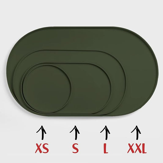 DogBuddy Dog Food Mat - Waterproof Dog Bowl Mat, Silicone Pet Mat for Food and Water Bowls, Nonslip Pet Feeding Mat with Edges, Dogs Food Mats for Floors, Puppy Supplies (Small, Khaki Green)