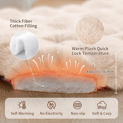 Large Dog Bed Mat, Extra Large Plush Faux Fur Washable Pet Bed for Large Dogs, Non-Slip Fluffy Dog Mat – Machine Washable XL Dog Sleeping Pad for Large Breeds, 35 x 27 Inch White