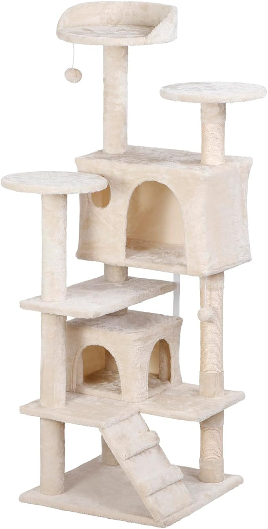 Nova Microdermabrasion 54 in Cat Tree Tower for Indoor Cats Multi-Level Cat Condo Cat Bed Furniture with Scratching Post Kittens Activity Center