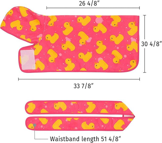 HDE Dog Bathrobe Super Absorbent Quick Drying Puppy Towel Wrap Coat Adjustable After Bath Robes with Hood for Dog Sizes S-XXL Pink Rubber Ducks XL