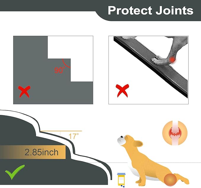3 Steps High Density Foam Dog Stairs Ramps,Non-Slip Pet Steps for Older Dogs,Pet with Joint Pain, Sofa Bed Ladder for Cats