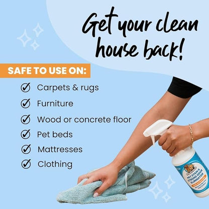 FurryFreshness Extra Strength Cat or Dog Pee Stain & Permanent Odor Remover + Smell Eliminator -Removes Stains From Pets & Kids Including Urine or Blood- Lifts Old Carpet Stains- (2 Pack)