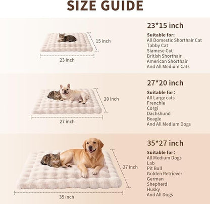 Large Dog Bed Mat, Extra Large Plush Faux Fur Washable Pet Bed for Large Dogs, Non-Slip Fluffy Dog Mat – Machine Washable XL Dog Sleeping Pad for Large Breeds, 35 x 27 Inch White