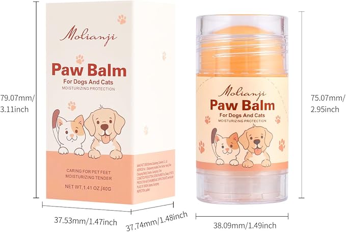 Dog Paw&Nose Balm Lick Safe1.4oz(40g),All-Natural Ingredients Pets Paw Wax,Healing Moisturizer with Coconut Oil&Honey,for Dry Cracked Dog & Cat Paws,Nose & Elbows, Horse Hoof, Joint Care