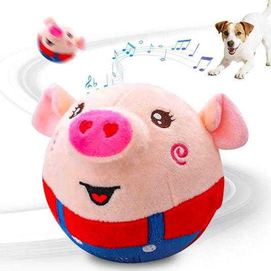 Interactive Dog Toys, 2026 New Active Moving Pet Plush Toy, Rechargeable Squeaky Dog Ball Toy with Talking Sound, Washable Cartoon Pig Plush Toy (#08)