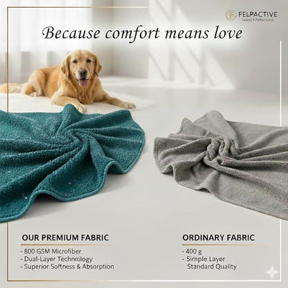 |FELPACTIVE® Premium Dog Drying Robe | Sizes S - XXXL | Quick-Drying Super Absorbent Double-Layer Microfiber | Soft & Snug Fit | Includes Luxury Gift Box + EBOOK | Dog Bath Robe, Pet Warming Bathrobe