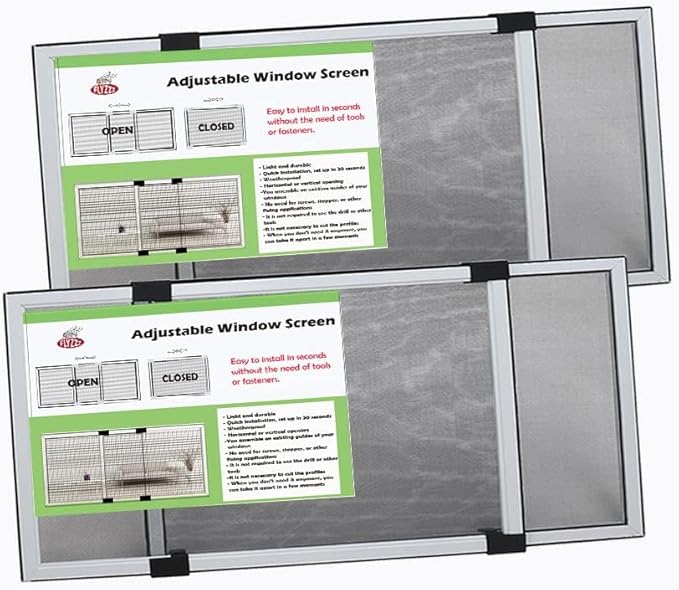 FLYZZZ Expandable Window Screens (10" H x 19" - 36" W) 2Packs Adjustable Window Screen, Replacement Window Screen for Window, Window Mesh Screen, Window Net Screen