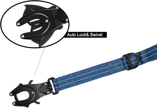 ICEFANG Short Dog Leash 25 Inch Reflective Nylon Traffic Leash with Padded Handle,Heavy Duty Auto Lock Swivel Clip for Medium Large Dogs No Pull Training Walking (Blue, 25 Inch)