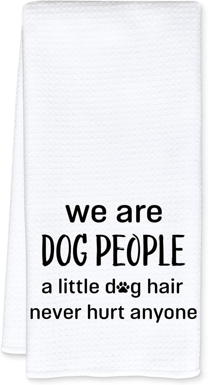 Funny Dog Kitchen Towels, Pet Lover Gifts Dish Tea Towels for Kitchen Decor, We are Dog People Humorous Decorative Hand Towel for Bathroom, 16x24 Inch