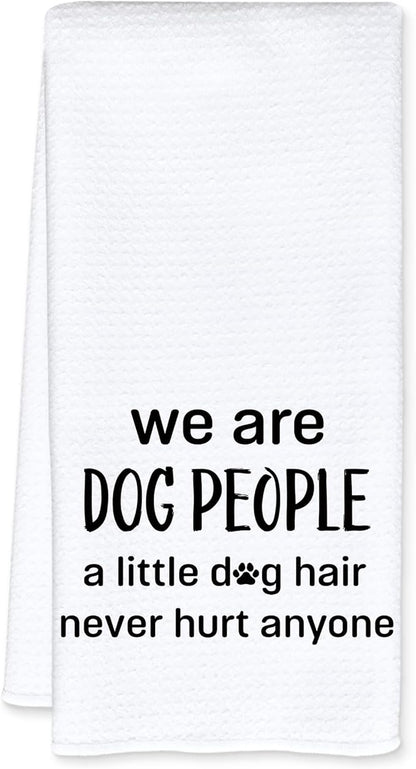 Funny Dog Kitchen Towels, Pet Lover Gifts Dish Tea Towels for Kitchen Decor, We are Dog People Humorous Decorative Hand Towel for Bathroom, 16x24 Inch