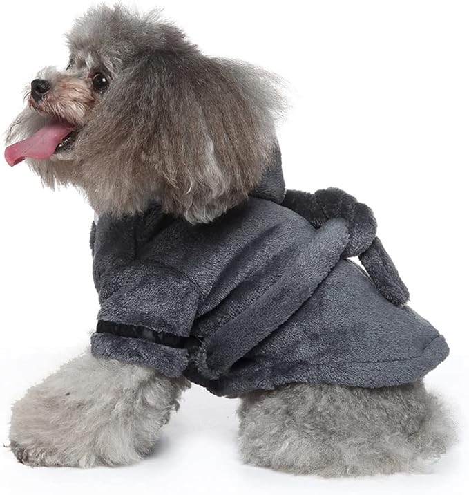 Dog Drying Robe Coat Super Absorbent Soft, Fast Drying Pet Dog Bathrobe Towel with Adjustable Waistbelt