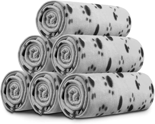 Comsmart Dog Blankets for Small Dogs, 6 Pack Puppy Blanket Cute Paw Print Pet Blanket for Dog, Puppy, Cat, Kitten, 39x31 inches, Grey
