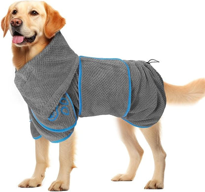Dog Bathrobe Towel - Super Absorbent Dog Drying Coat, Warming Bath Robes for After Bath Shower Swim Walk for Small Medium Large Dogs Cats Pet