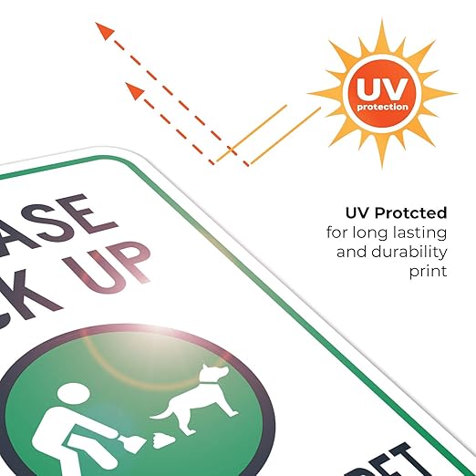 Clean Up After Your Dog Sign, Please Pick Up After Your Pet Sign, 10x7 Inches, 4 Mil Vinyl Decal Stickers Weather Resistant, Made in USA