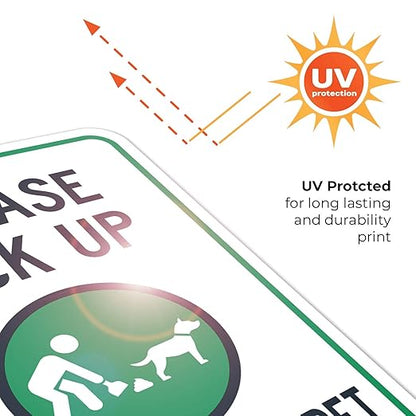 Clean Up After Your Dog Sign, Please Pick Up After Your Pet Sign, 10x7 Inches, 4 Mil Vinyl Decal Stickers Weather Resistant, Made in USA